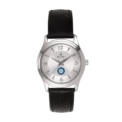 Seattle Mariners Bulova Women's Leather Strap Watch - Silver