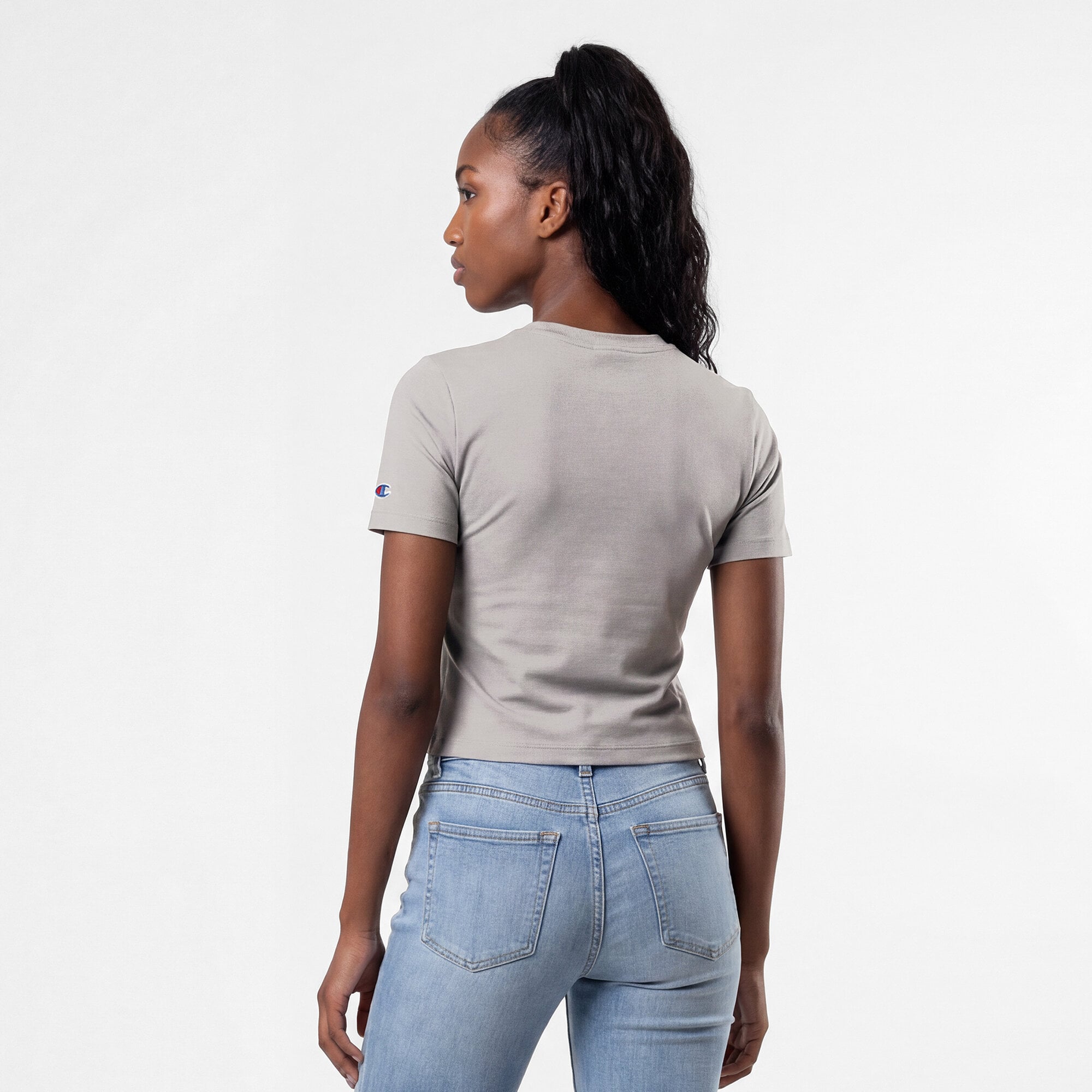 T-shirt court ajusté doux au toucher Champion pour femme, gris Seattle Mariners