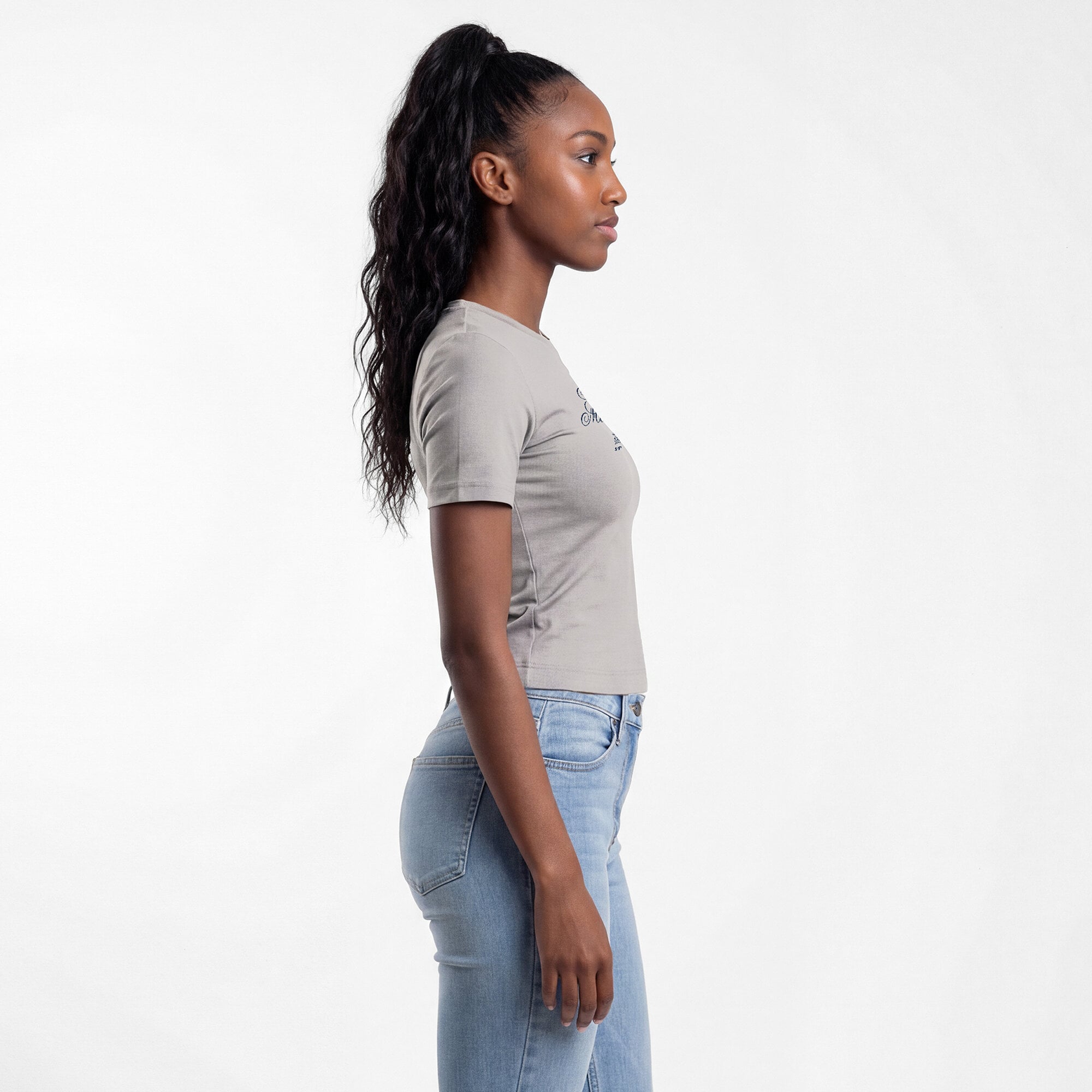 T-shirt court ajusté doux au toucher Champion pour femme, gris Seattle Mariners