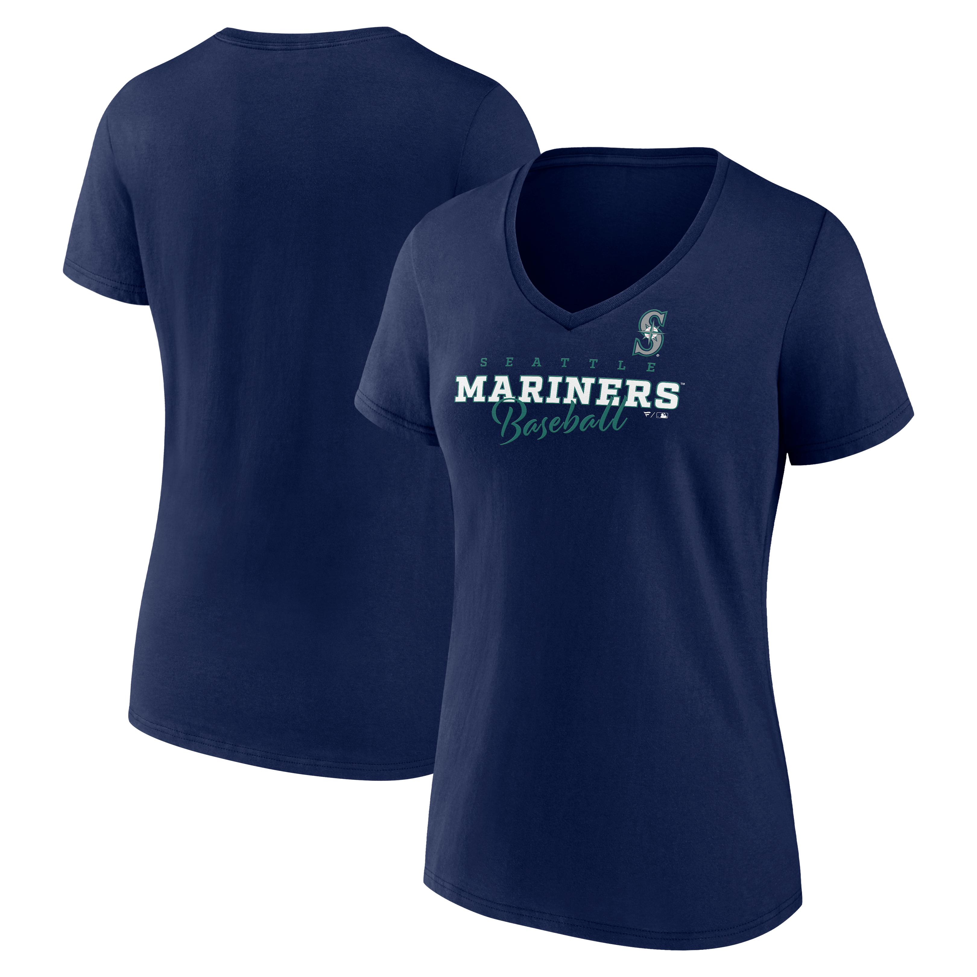 Women's Fanatics Navy Seattle Mariners Back Business V-Neck T-Shirt