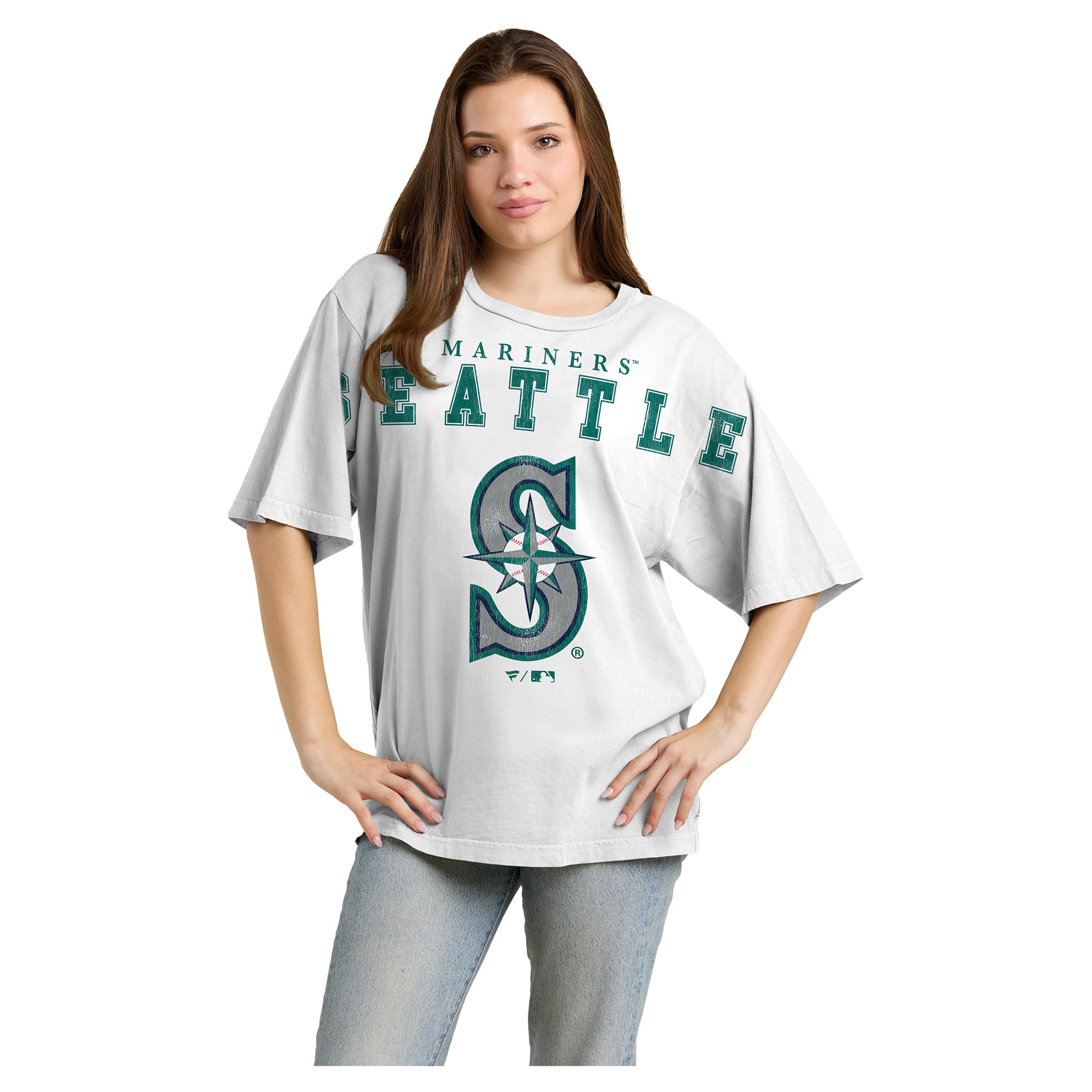 Women's Fanatics  White Seattle Mariners Relaxed Big Text T-Shirt