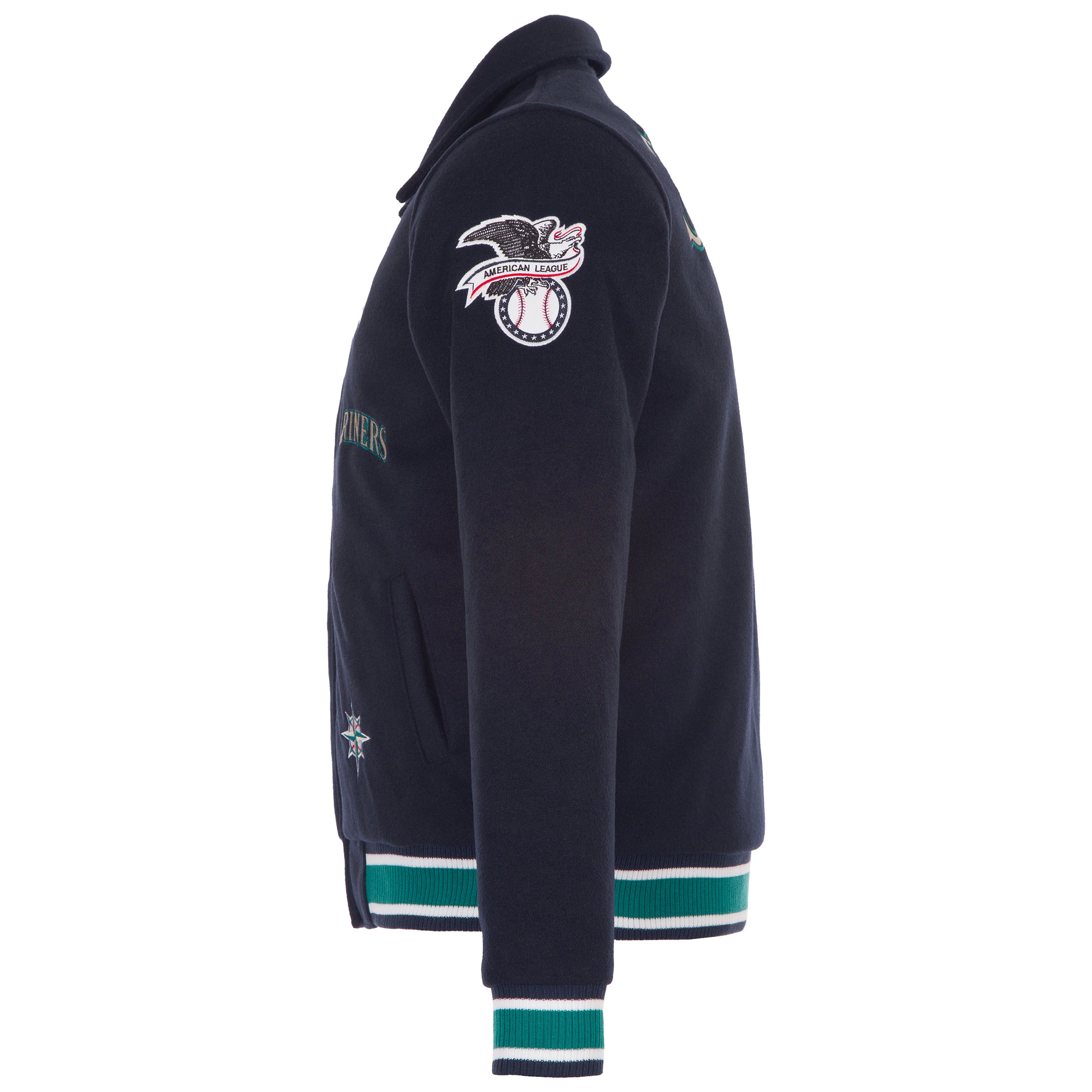 Veste réversible en laine à boutons-pression pour femme JH Design Seattle Mariners, bleu marine