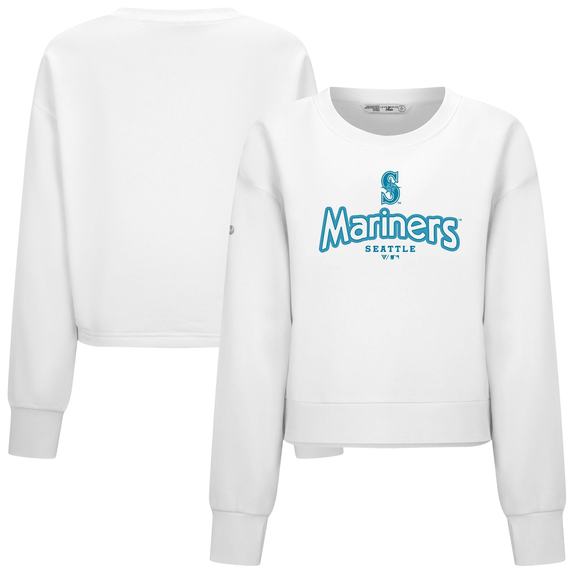 Women's Levelwear White Seattle Mariners Judd Cornerstone Cropped Sweatshirt