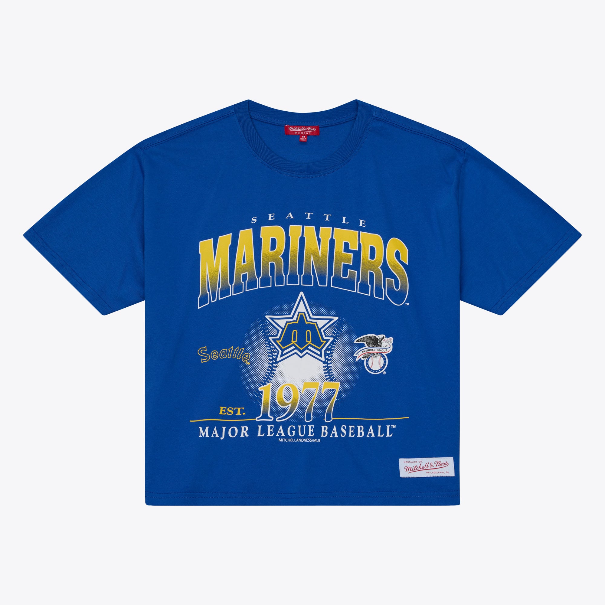 Women's Mitchell & Ness Royal Seattle Mariners Street Graphics T-Shirt