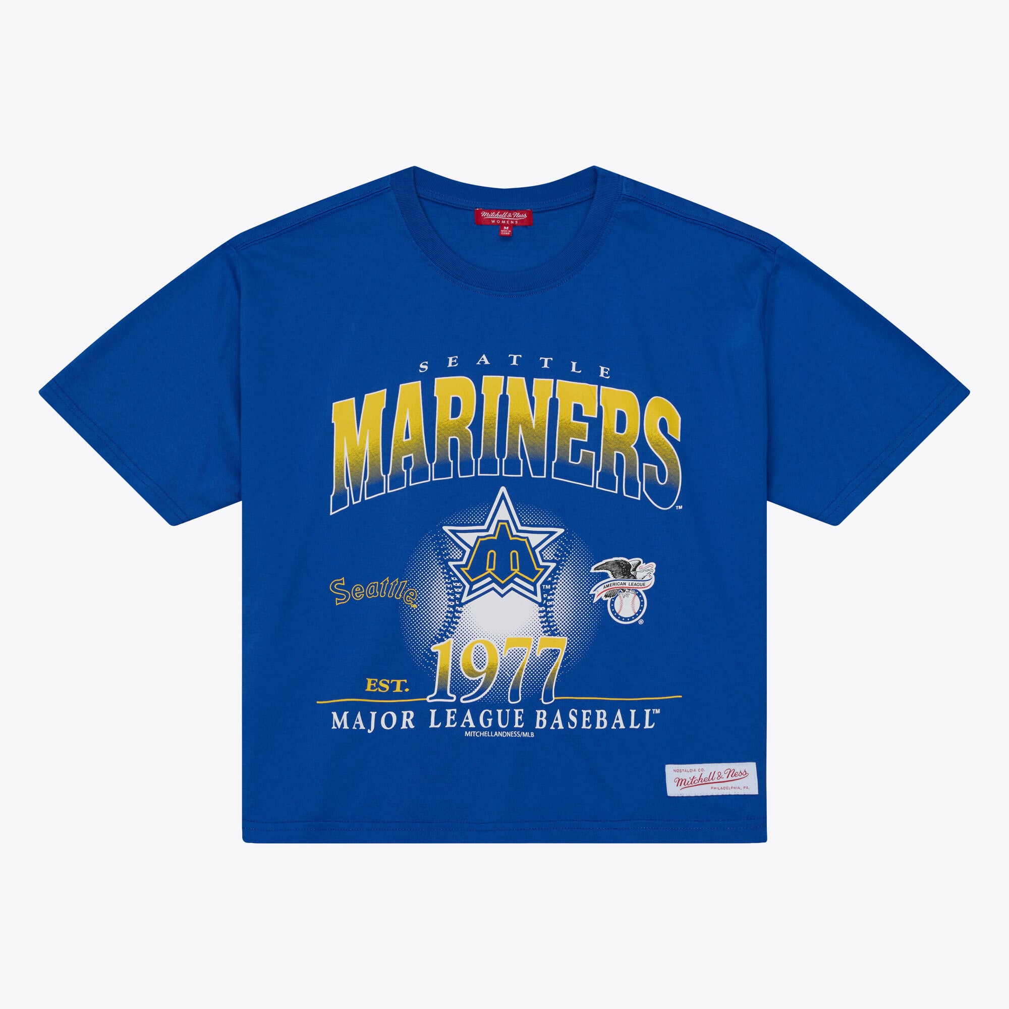 Women's Mitchell & Ness Royal Seattle Mariners Street Graphics T-Shirt