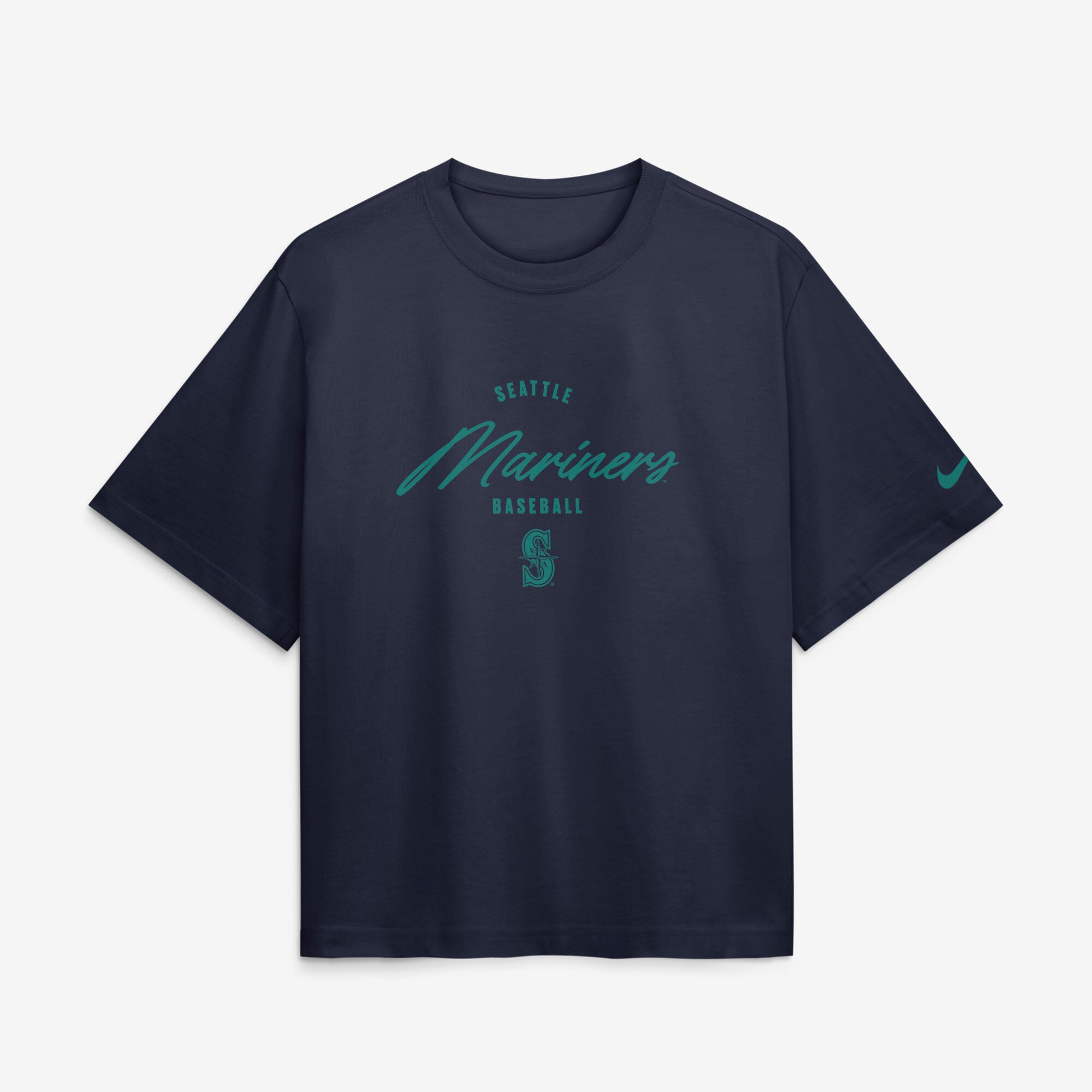 T-shirt Nike Cal Raleigh bleu marine Seattle Mariners Premium Essentials pour femme, coupe carrée, nom et numéro