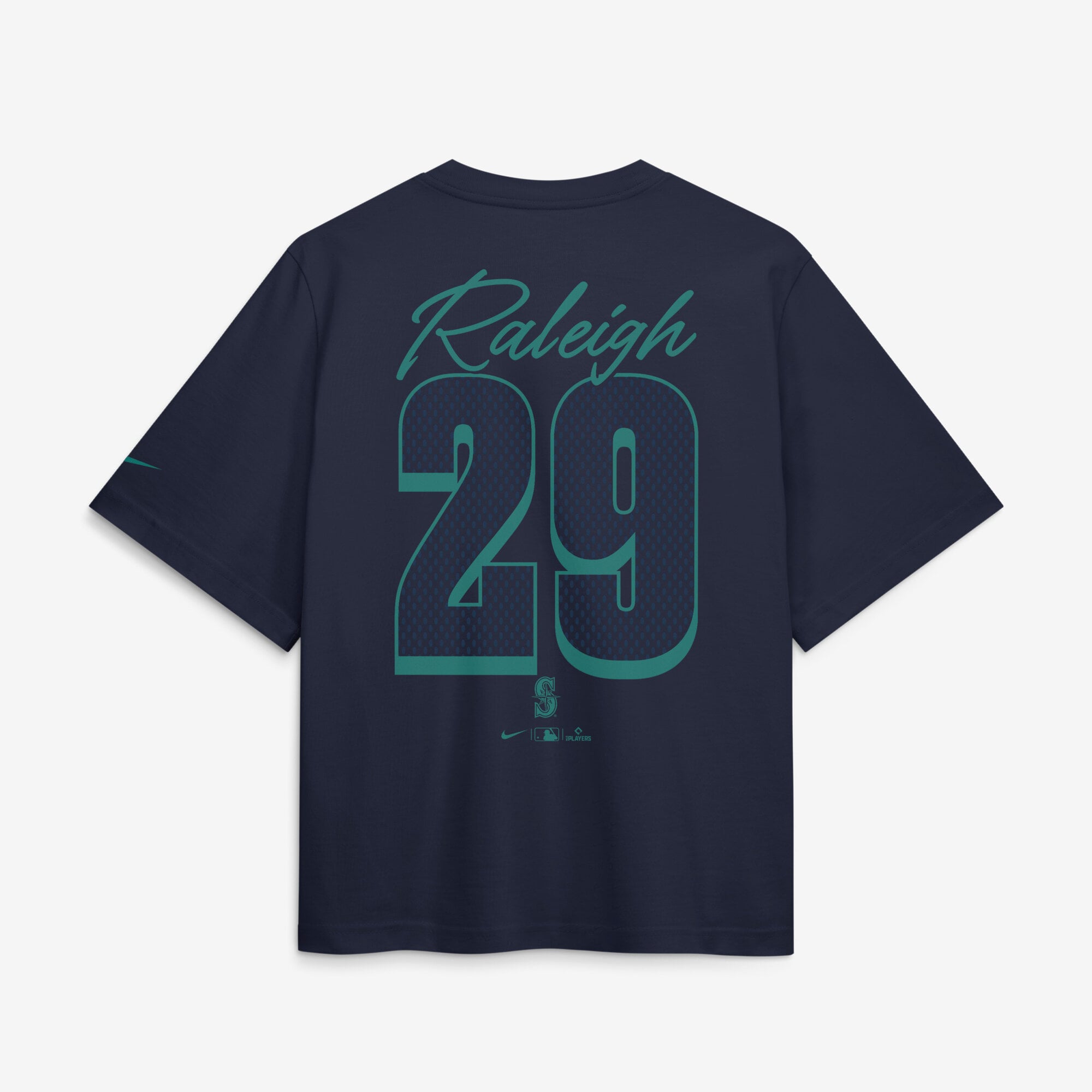 T-shirt Nike Cal Raleigh bleu marine Seattle Mariners Premium Essentials pour femme, coupe carrée, nom et numéro