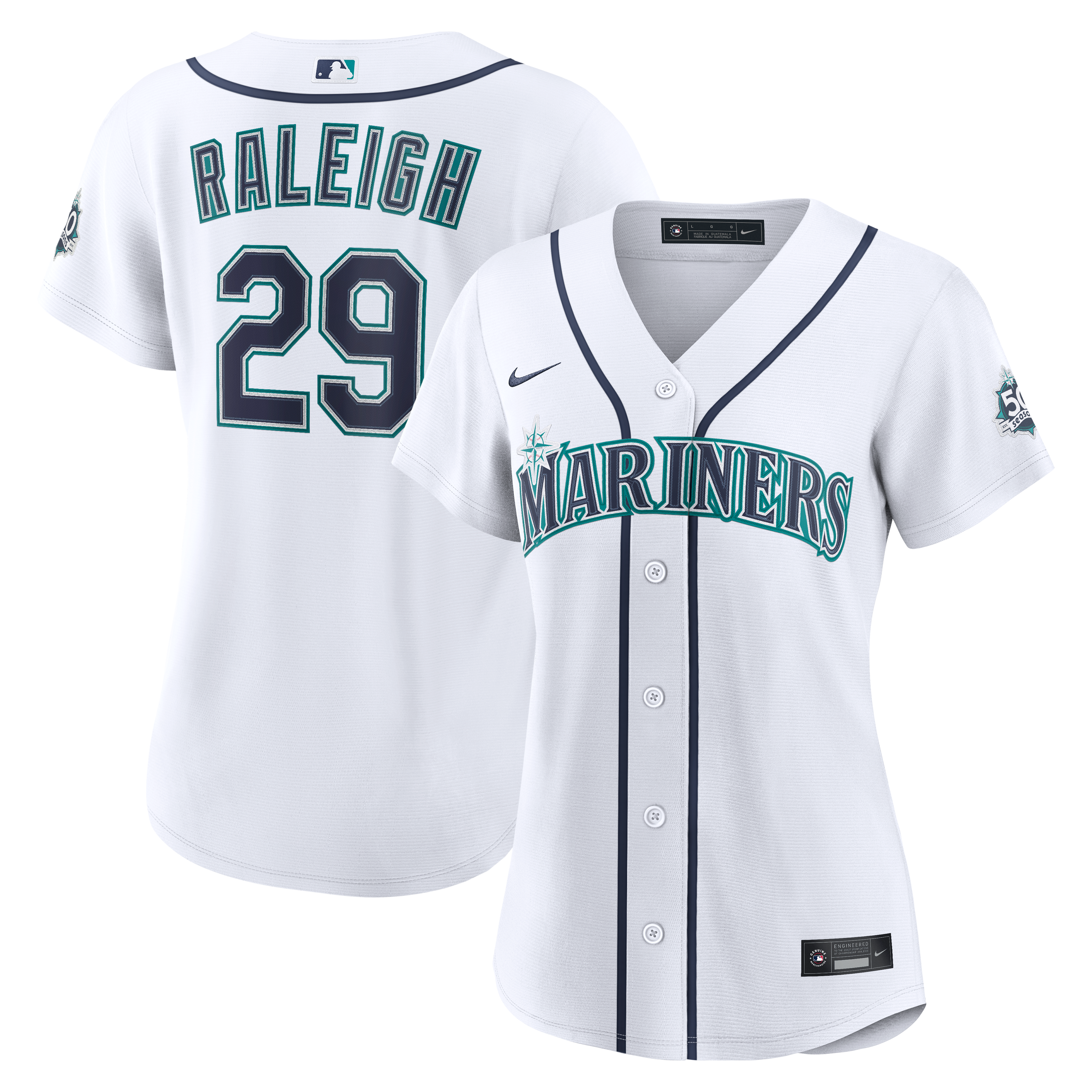 Women's Nike Cal Raleigh White Seattle Mariners Home 50th Season Stadium Jersey