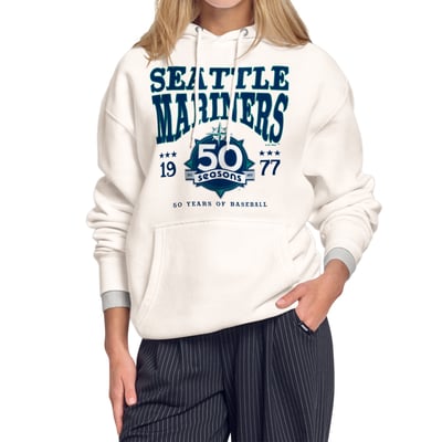  Seattle Mariners Starter Women's Milestone Star Anniversary Fleece Hoodie - Cream