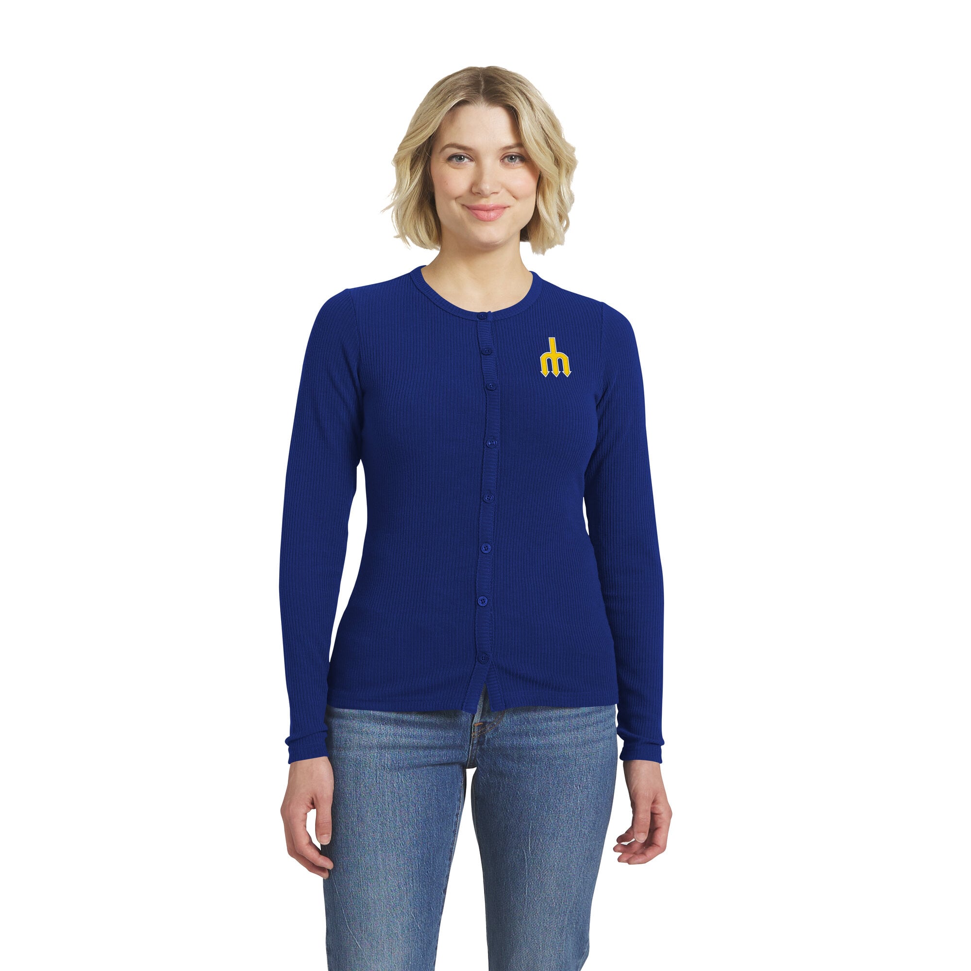 Pull boutonné côtelé Royal Seattle Mariners de la marque WEAR by Erin Andrews pour femme