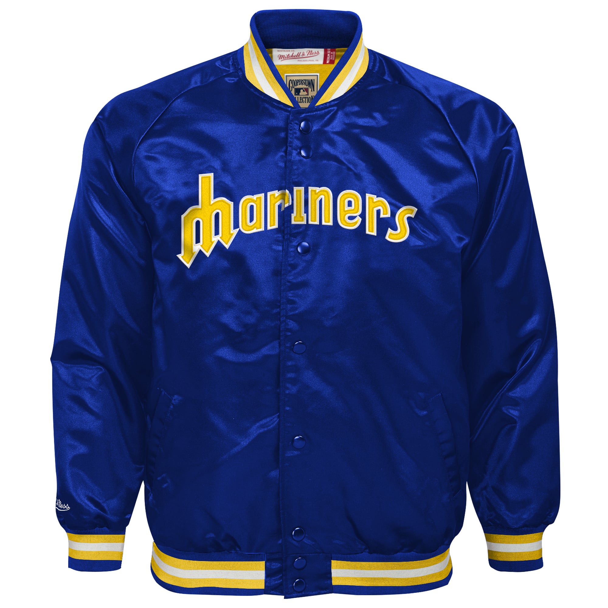 Youth Mitchell & Ness Royal Seattle Mariners Lightweight Satin Jacket