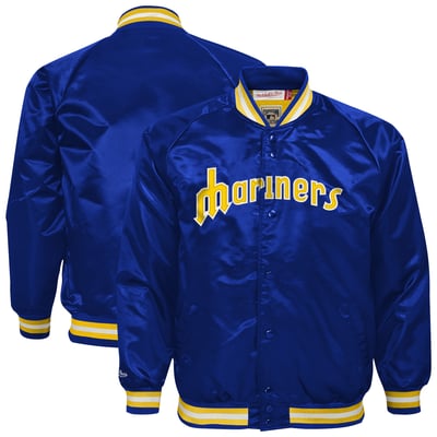 Seattle Mariners Mitchell & Ness Youth Lightweight Satin Jacket - Royal
