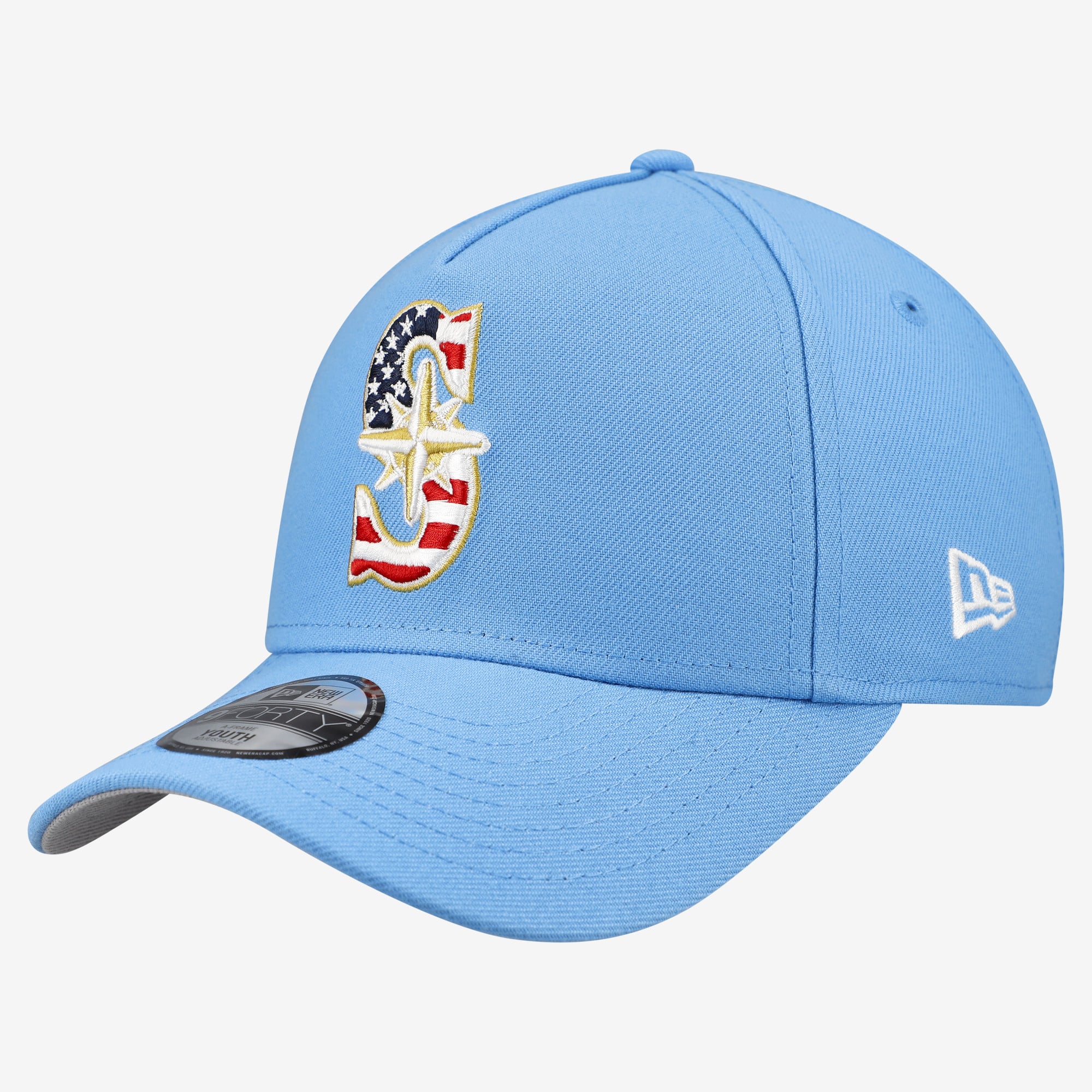 Youth New Era Light Blue Seattle Mariners Celebrate America's 250th 9FORTY A-Frame Adjustable Hat