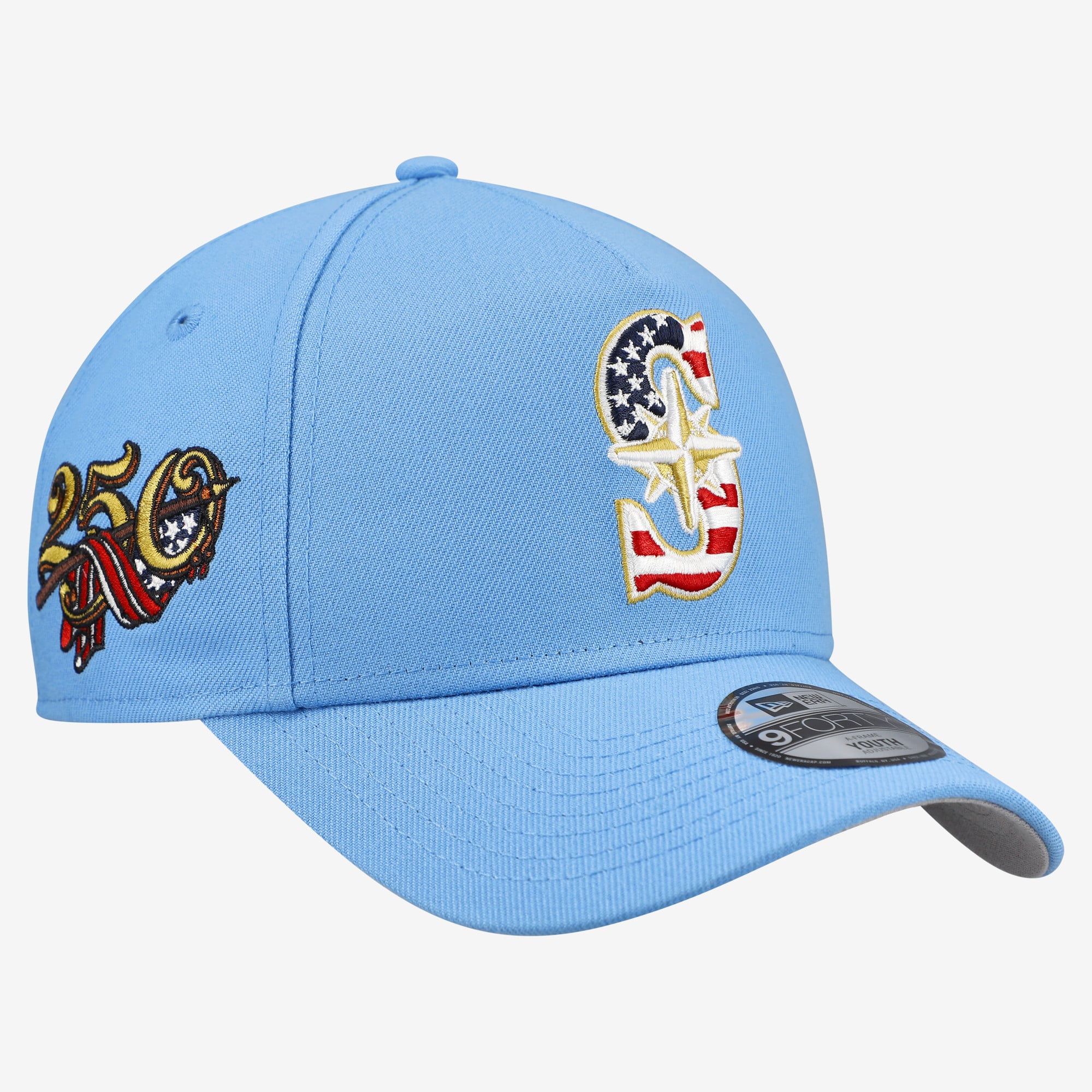 Youth New Era Light Blue Seattle Mariners Celebrate America's 250th 9FORTY A-Frame Adjustable Hat