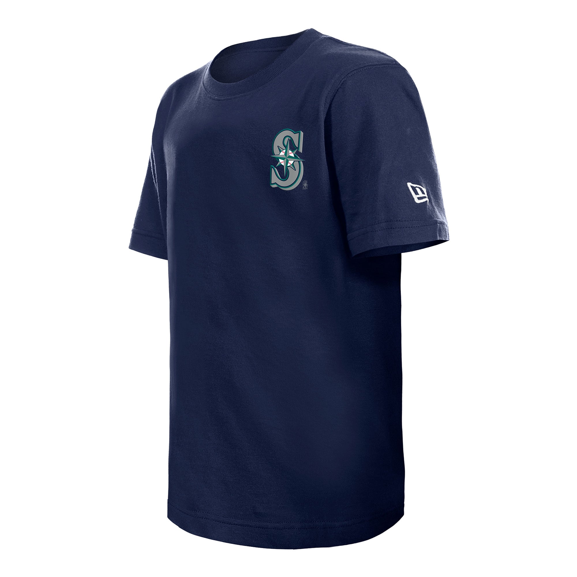 Youth New Era Navy Seattle Mariners Cartoon Logo T-Shirt