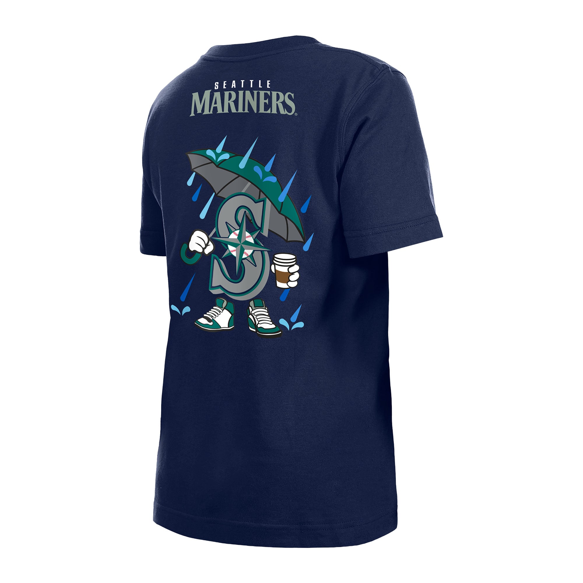 Youth New Era Navy Seattle Mariners Cartoon Logo T-Shirt