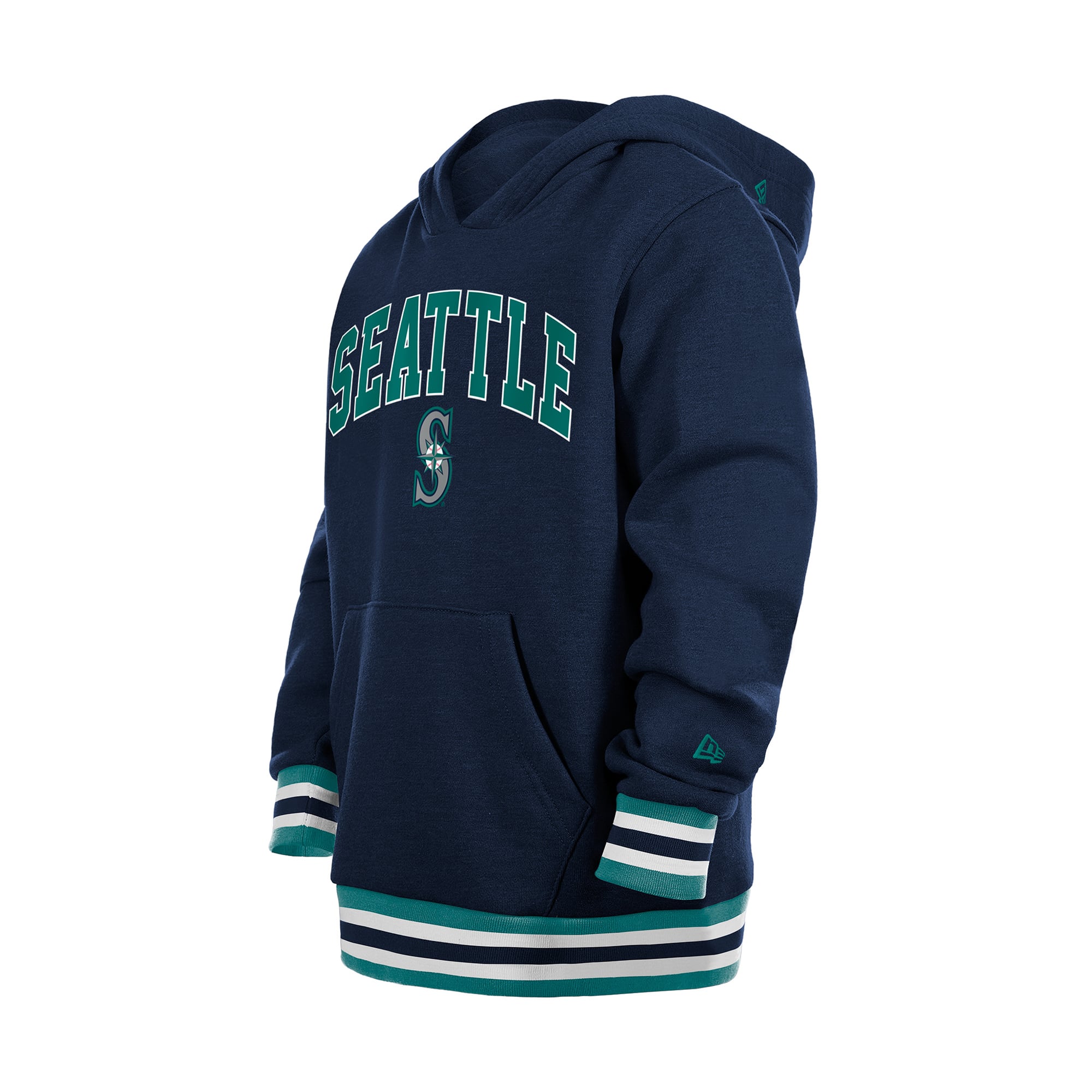 Youth New Era Navy Seattle Mariners Knit Trim Pullover Hoodie