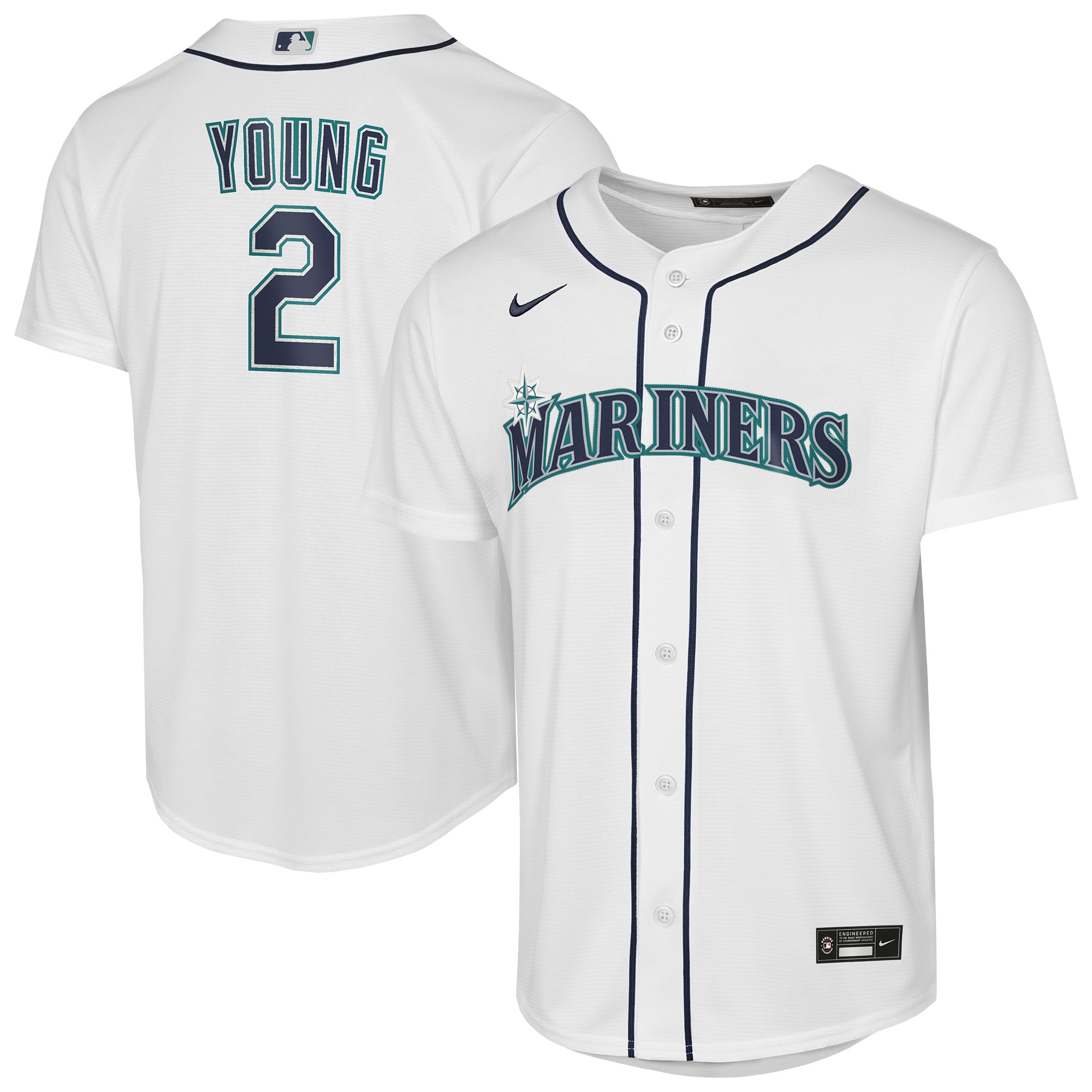 Maillot réplique domicile Nike Cole Young blanc des Mariners de Seattle pour enfant