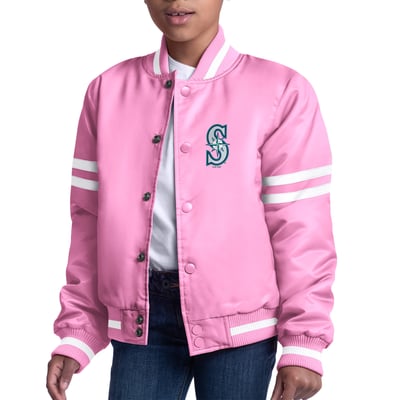  Seattle Mariners Starter Youth Team Logo Full-Snap Satin Varsity Jacket - Pink