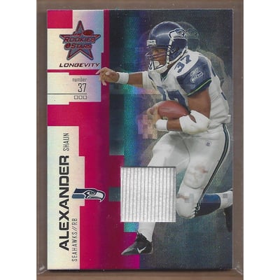 2007 Leaf Rookies and Stars Longevity Materials Ruby #50 Shaun Alexander