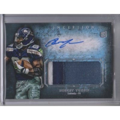 2012 Topps Inception Rookie Jumbo Patch Autographs #AJPRTU Robert Turbin