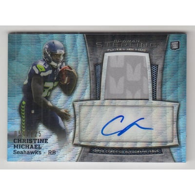 2013 Bowman Sterling Rookie Autograph Relics Blue Wave Refractors #BSARCM Christine Michael