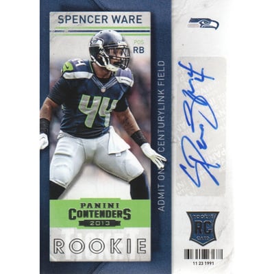 2013 Panini Contenders #184A Spencer Ware AU RC