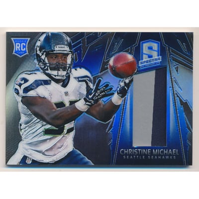 2013 Panini Spectra Rookie Materials Spectra Blue #203 Christine Michael/49