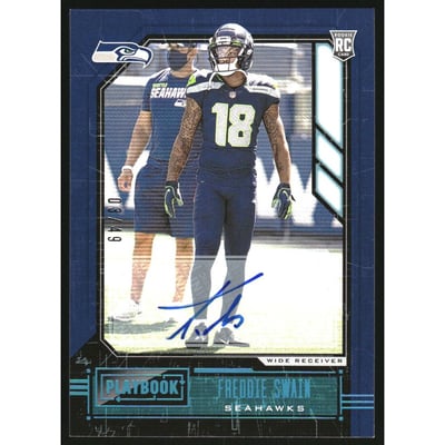 2020 Panini Playbook Rookies Signatures Platinum #196 Freddie Swain/49