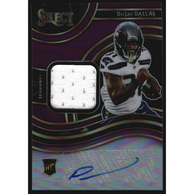 2020 Select Rookie Signature Memorabilia Prizm Purple #45 DeeJay Dallas/49