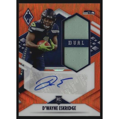 2021 Panini Phoenix Rookie Premiere Dual Jersey Autographs Orange #18 D'Wayne Eskridge/125