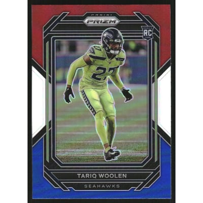 2022 Panini Prizm Prizms Red White and Blue #349 Tariq Woolen