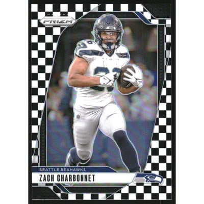 2024 Panini Prizm Prizms Black and White Checker #264 Zach Charbonnet