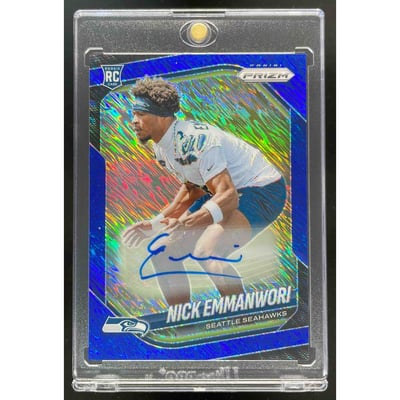 2025 Panini Prizm Rookie Blue Shimmer Prizm #320 Nick Emmanwori RC Auto /25