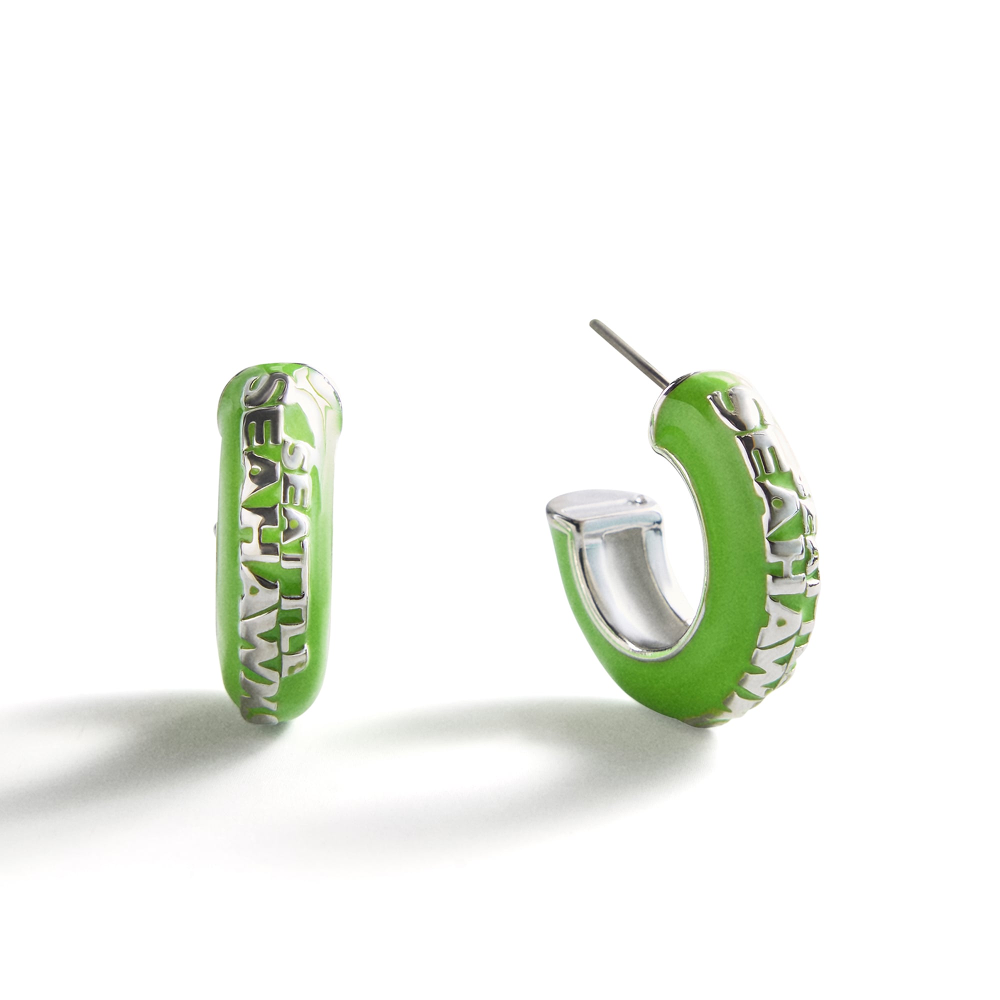 Boucles d'oreilles créoles en émail gonflé BaubleBar Seattle Seahawks