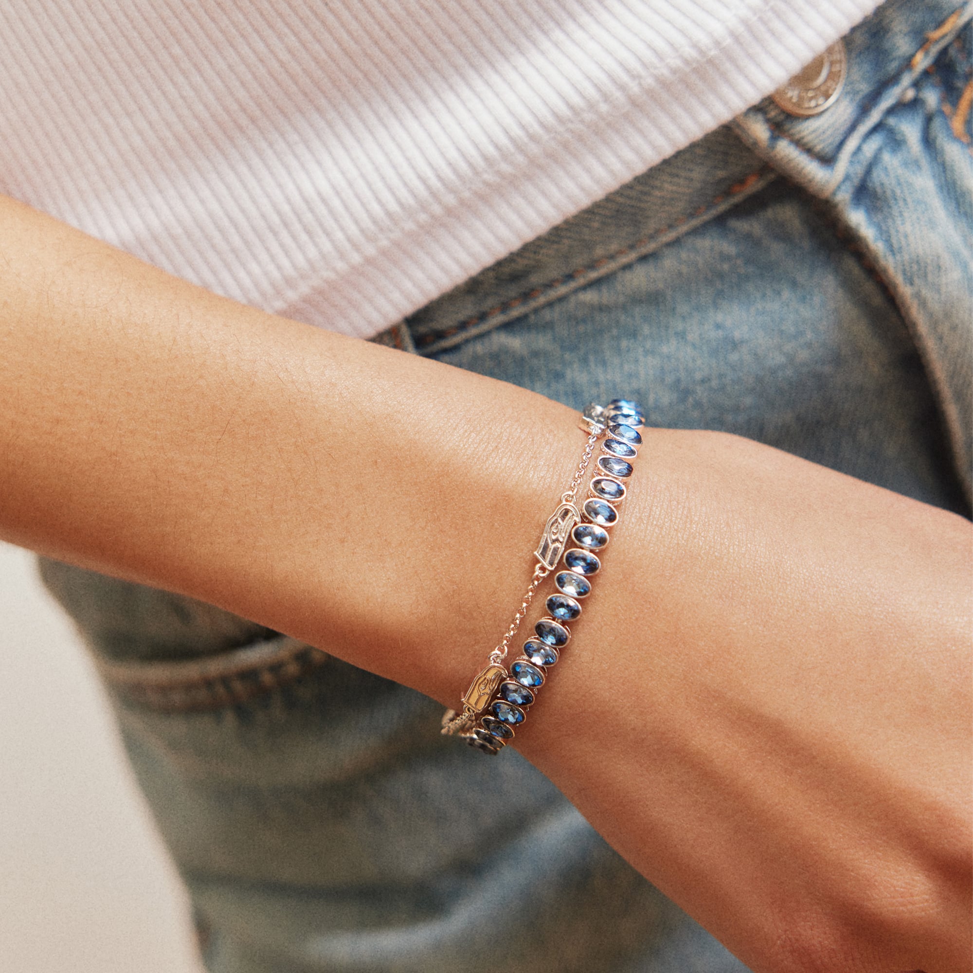 BaubleBar Seattle Seahawks - Ensemble de deux bracelets de tennis