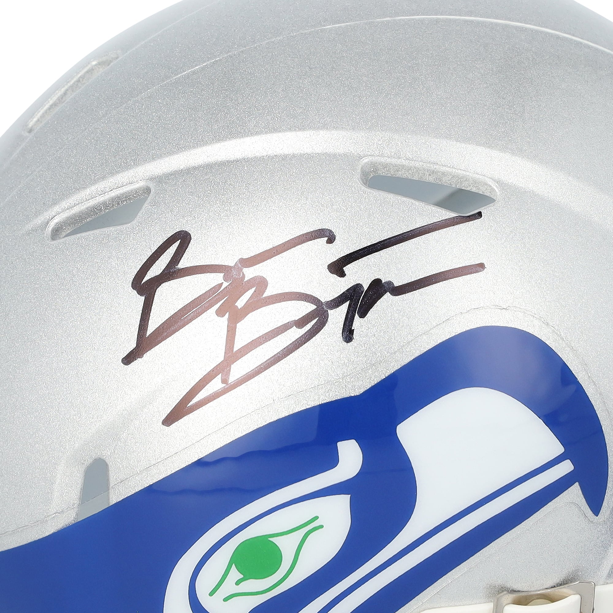 Casque miniature rétro Speed ​​autographié par Brian Bosworth (Seattle Seahawks, 1983-2001)