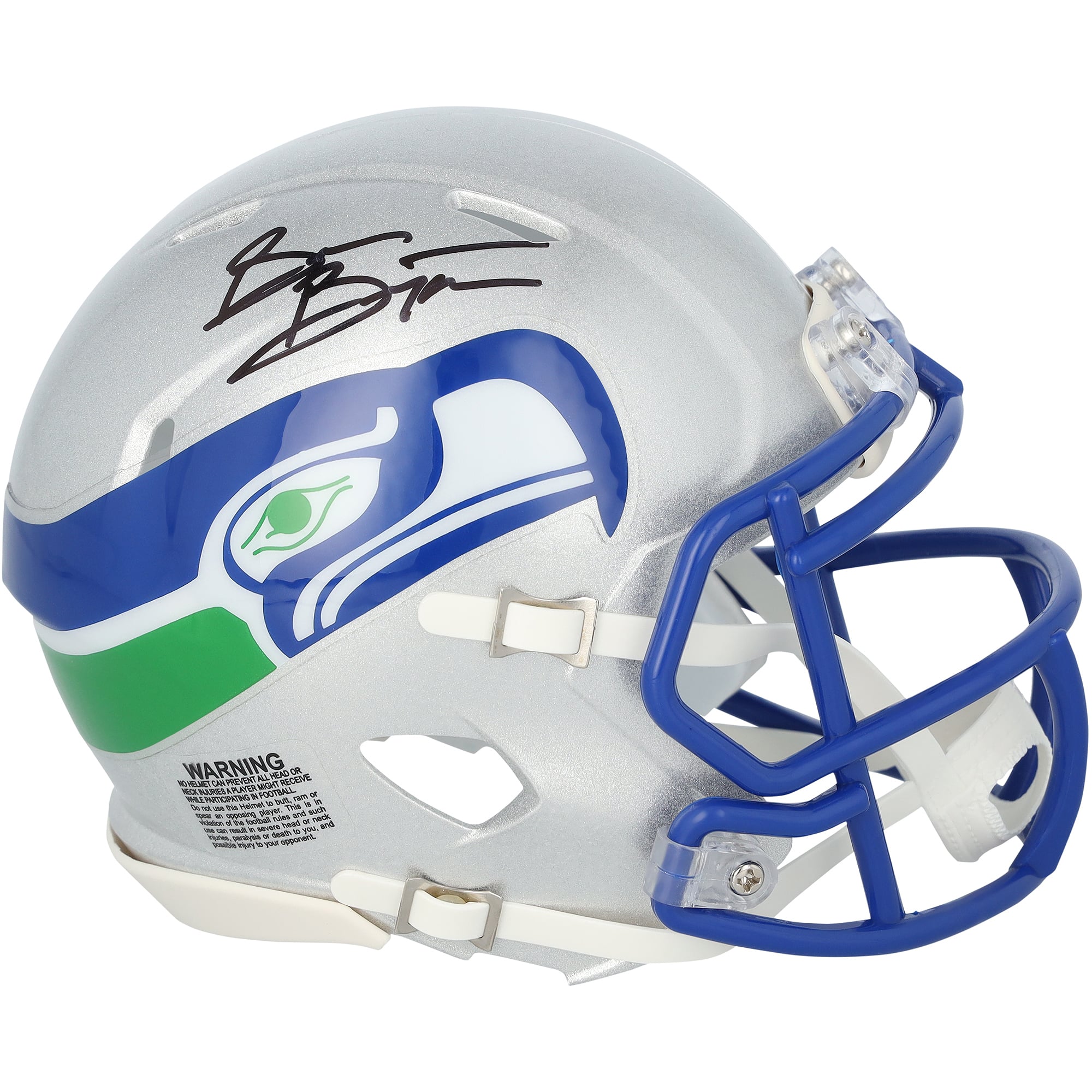Casque miniature rétro Speed ​​autographié par Brian Bosworth (Seattle Seahawks, 1983-2001)