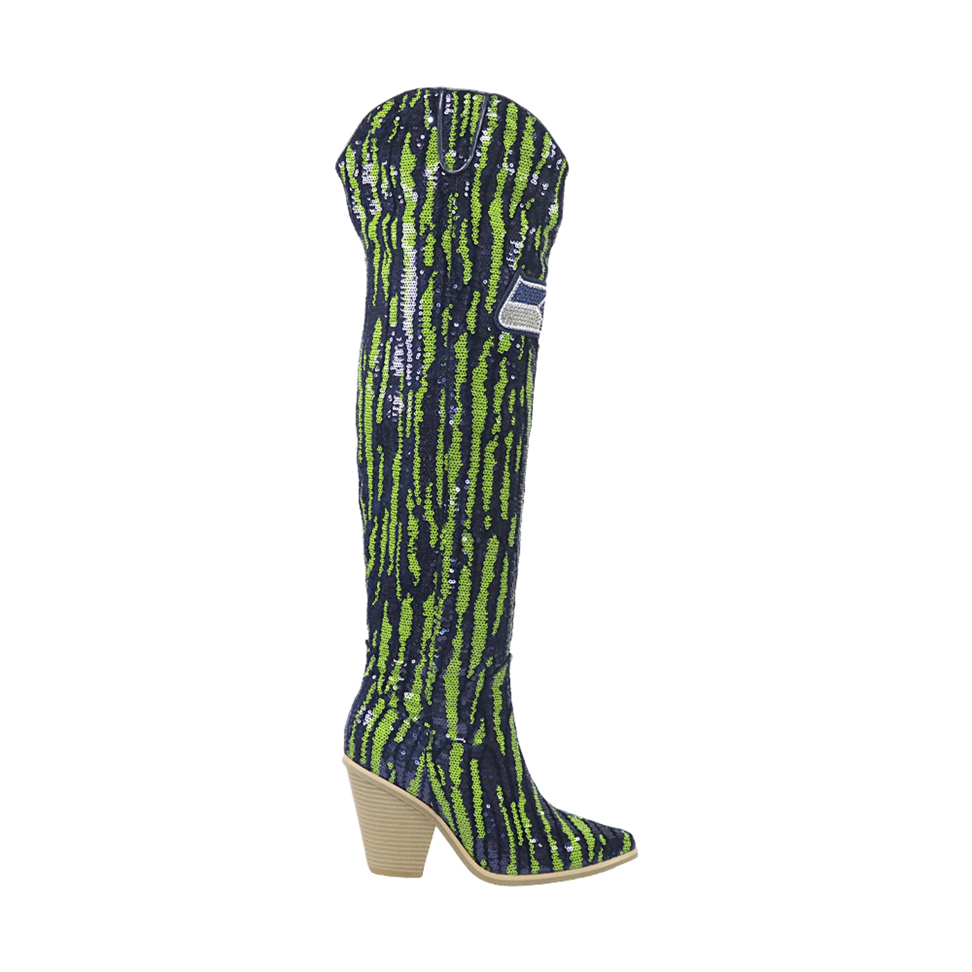 Cuce Seattle Seahawks Over-the-Knee Two-Tone Sequin Boots
