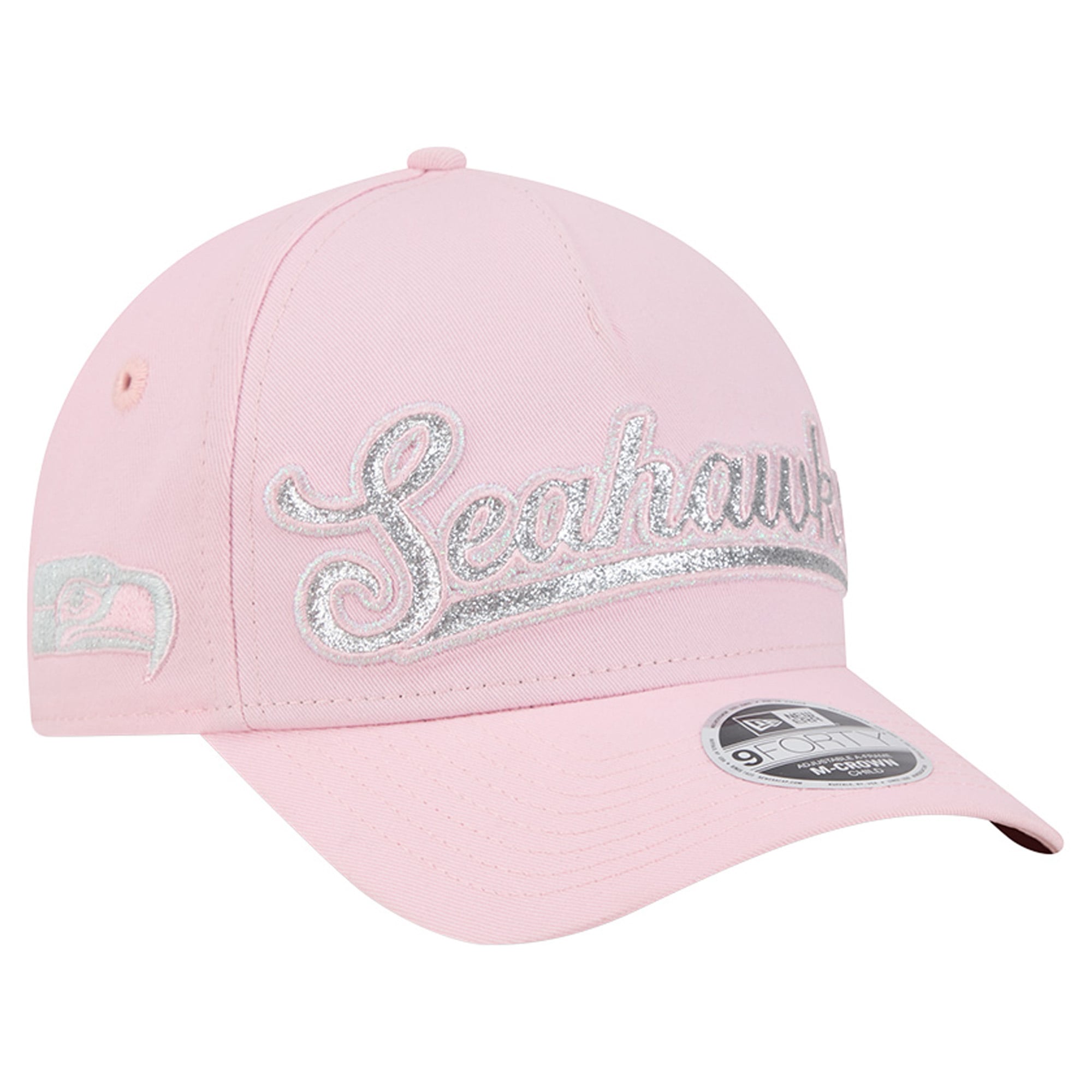 Casquette ajustable New Era rose Seattle Seahawks Throwback Glitz A-Frame 9FORTY pour filles