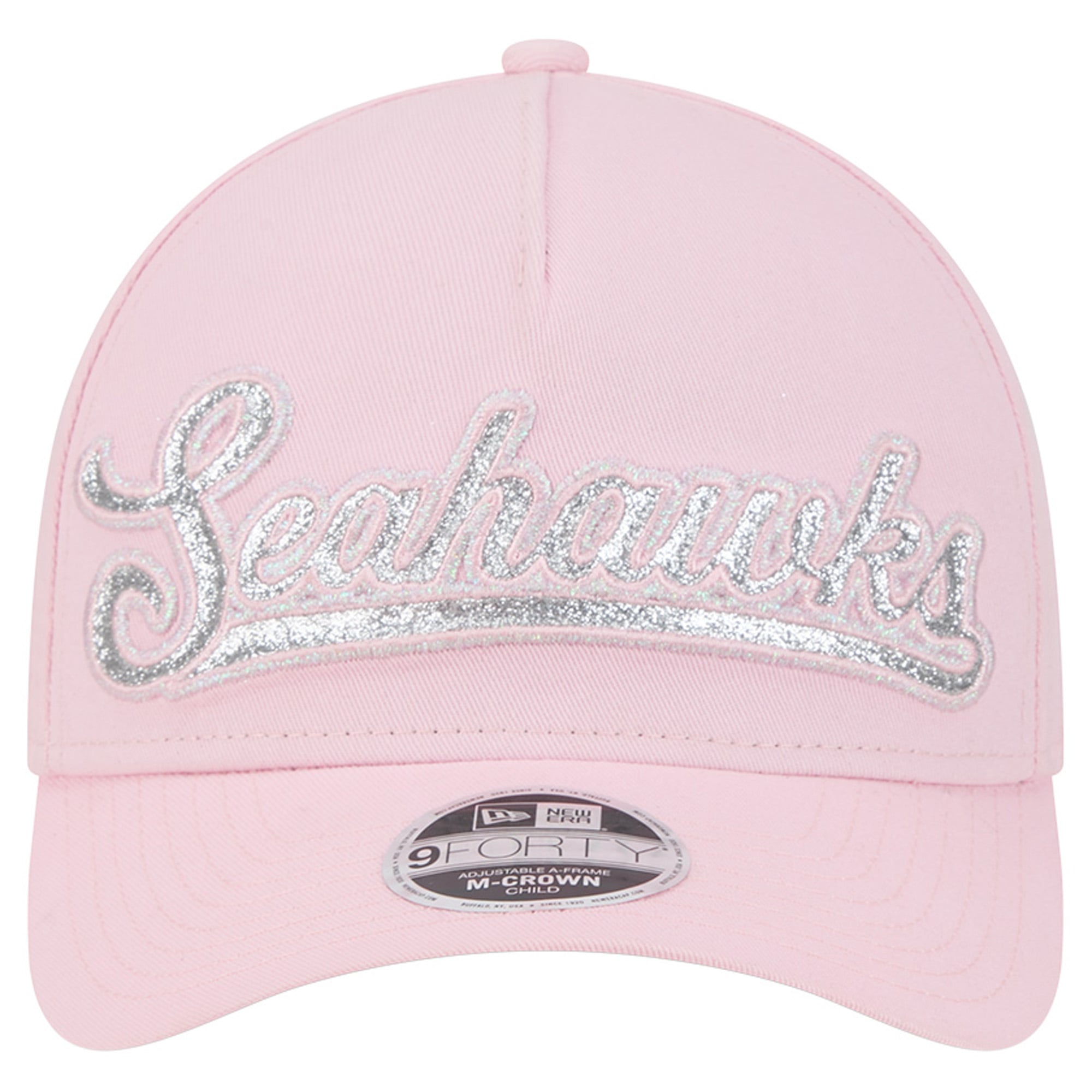 Casquette ajustable New Era rose Seattle Seahawks Throwback Glitz A-Frame 9FORTY pour filles