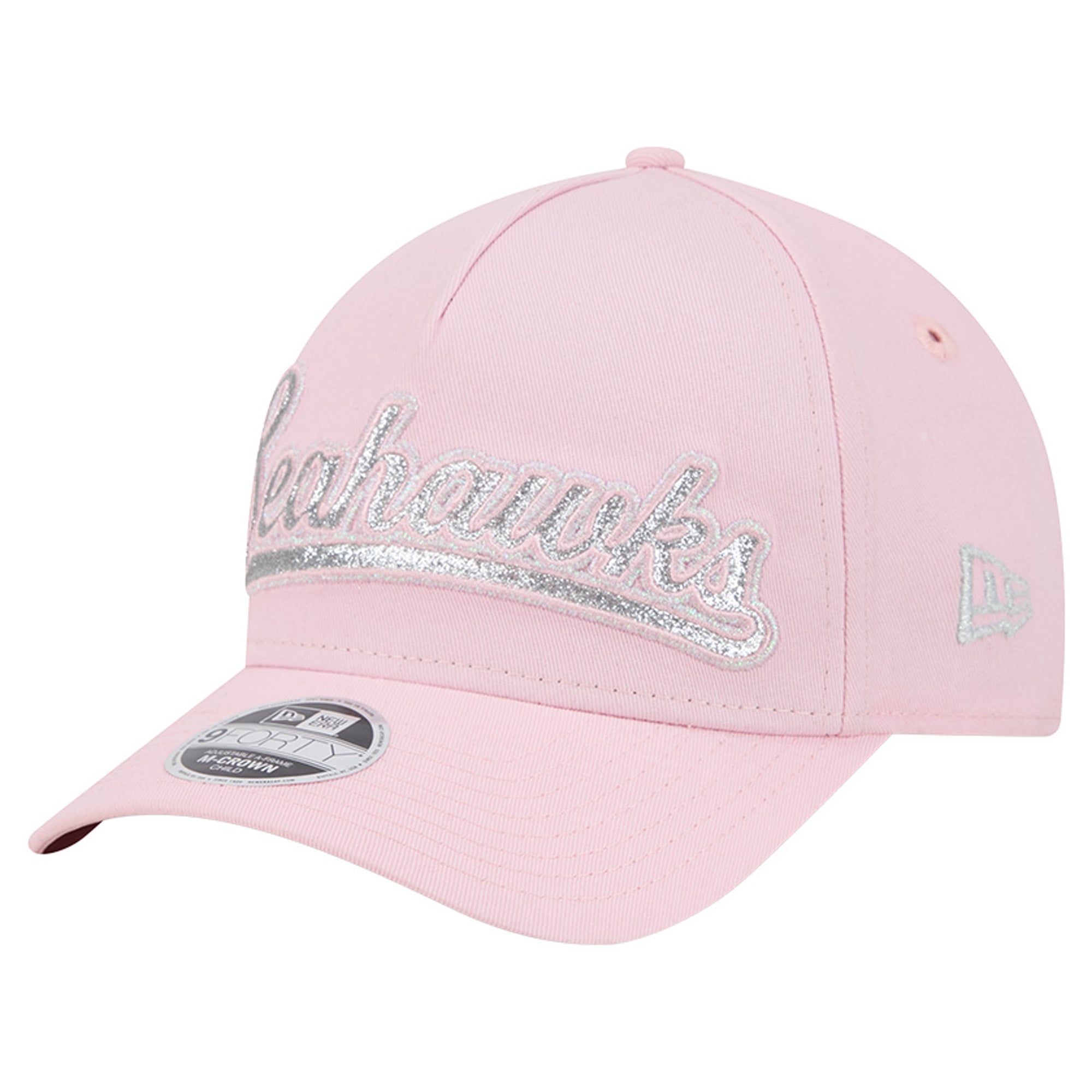 Casquette ajustable New Era rose Seattle Seahawks Throwback Glitz A-Frame 9FORTY pour filles