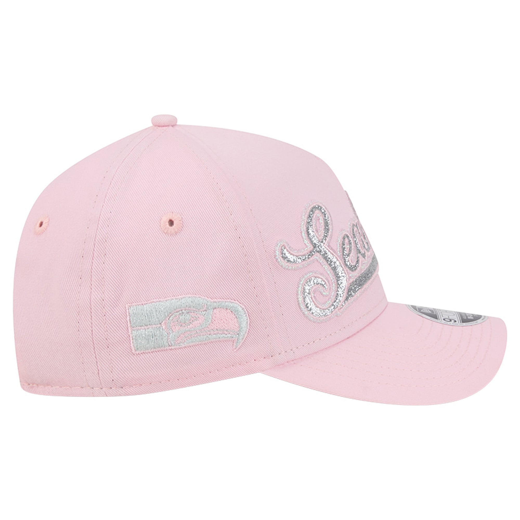 Casquette ajustable New Era rose Seattle Seahawks Throwback Glitz A-Frame 9FORTY pour filles