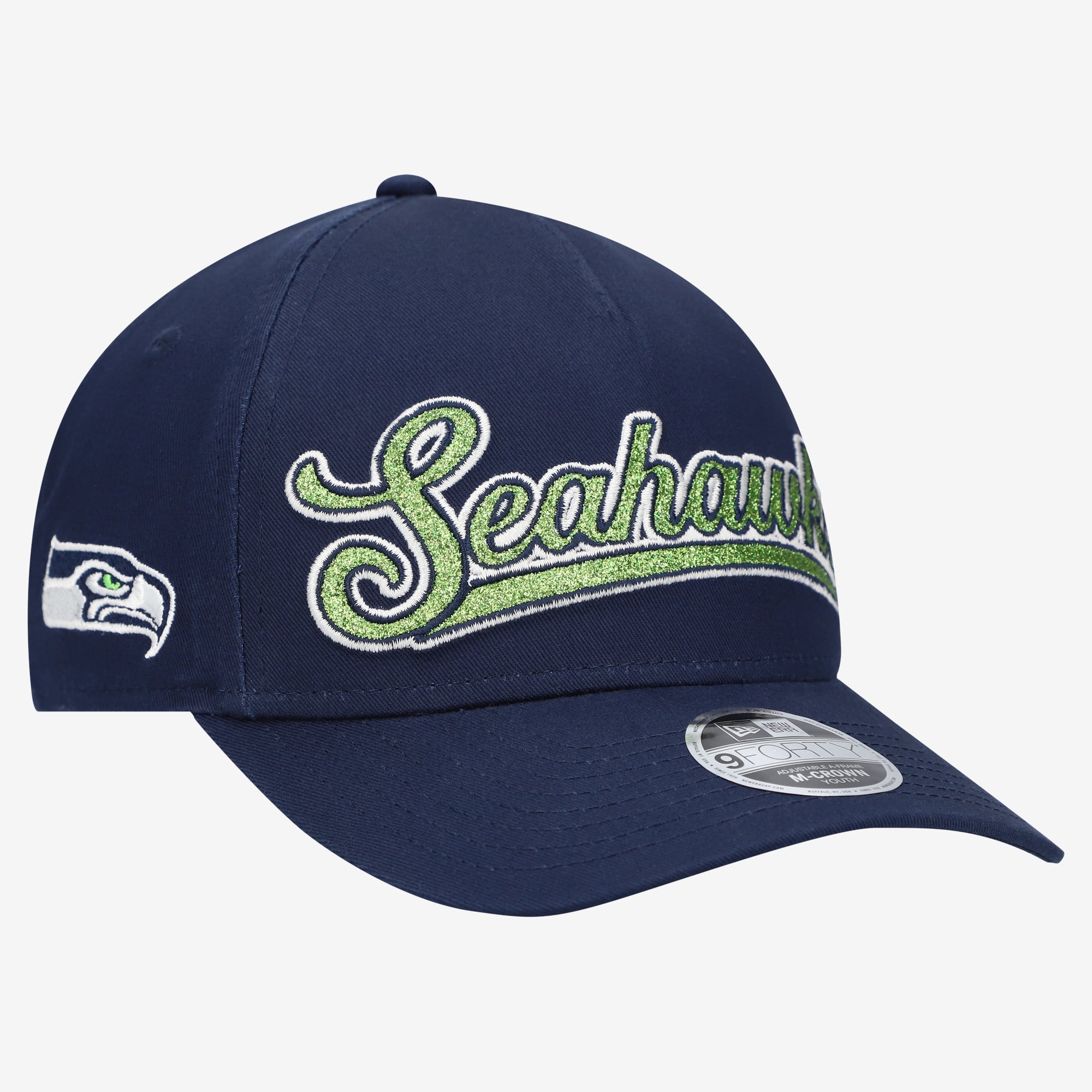 Casquette ajustable New Era College Navy Seattle Seahawks Glitz 9FORTY pour filles