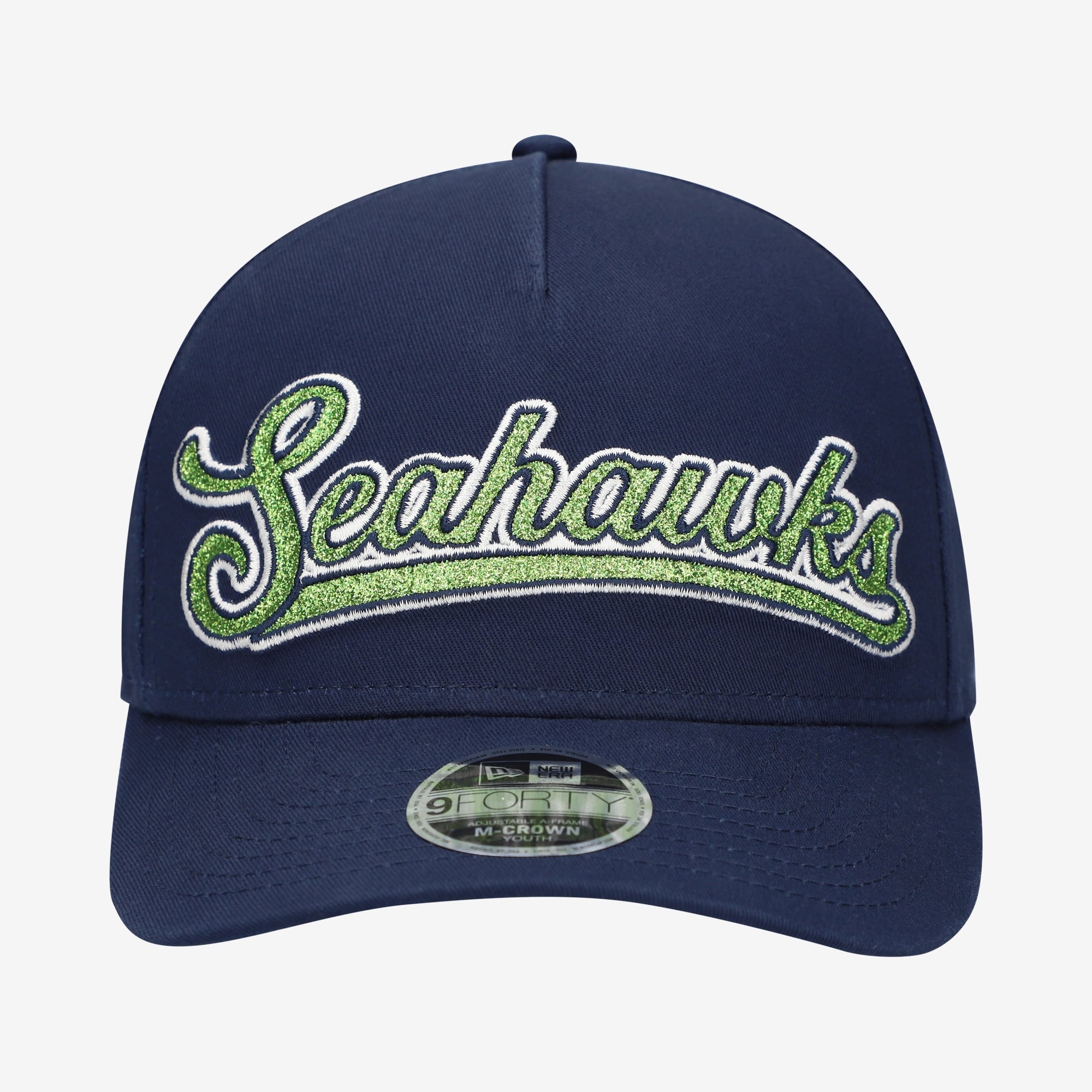 Casquette ajustable New Era College Navy Seattle Seahawks Glitz 9FORTY pour filles