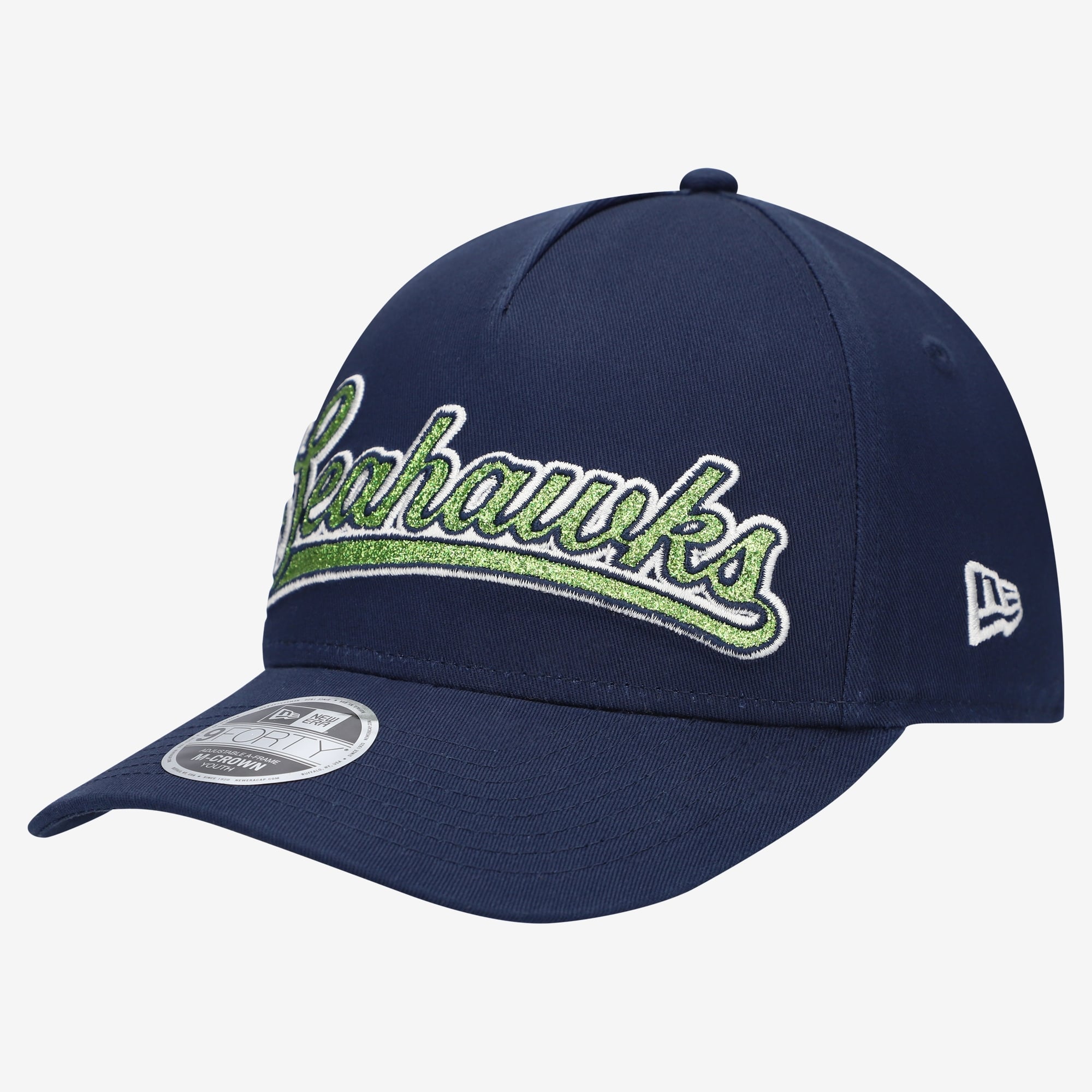 Casquette ajustable New Era College Navy Seattle Seahawks Glitz 9FORTY pour filles