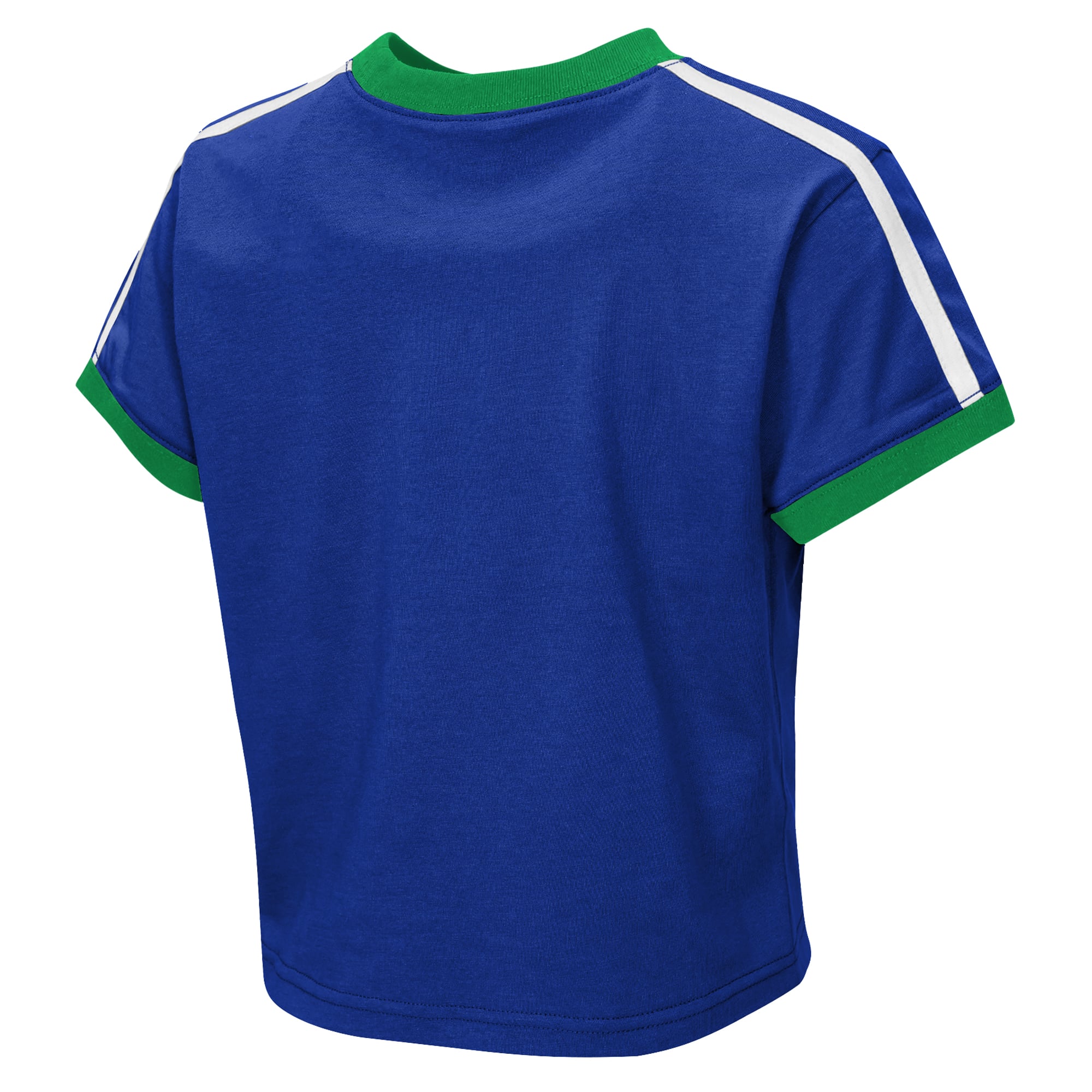 Girls Youth  WEAR by Erin Andrews Royal Seattle Seahawks Cropped Hail Mary Ringer Baby T-Shirt