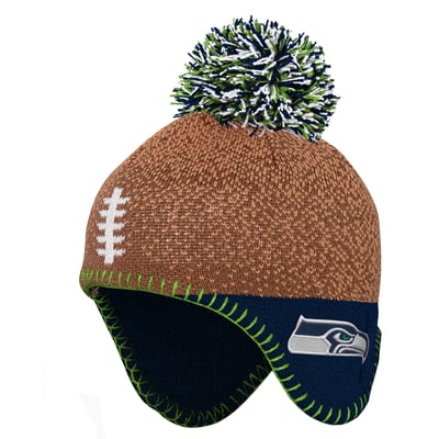 Seattle Seahawks Outerstuff Infant Football Head Knit Hat - Brown