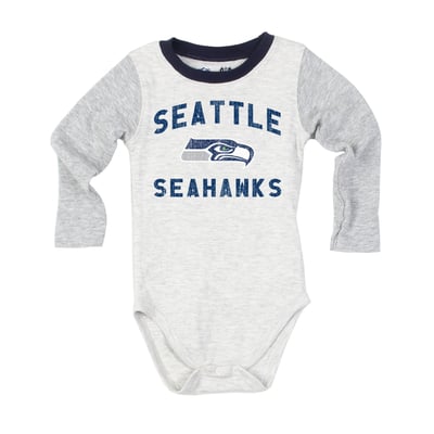  Seattle Seahawks Wes & Willy Infant Jie Jie Hopper Long Sleeve Bodysuit & Pants Set - Heather Gray
