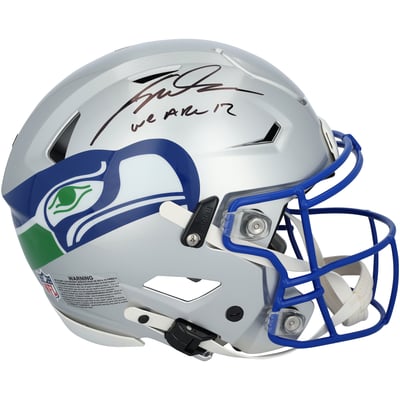 Jalen Milroe Seattle Seahawks Autographed Fanatics Authentic Riddell 1983-2001 Throwback Speed Flex Authentic Helmet with "We Are 12" Inscription 